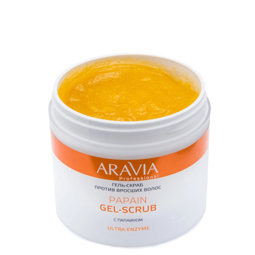 Гель-скраб против вросших волос Papain Gel-Scrub, 300мл Aravia Professional