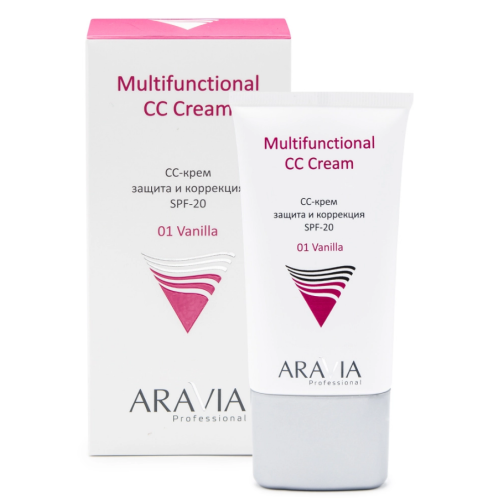 СС-крем защитный SPF-20 Multifunctional CC Cream, Vanilla 01 ARAVIA Professional, 50 мл
