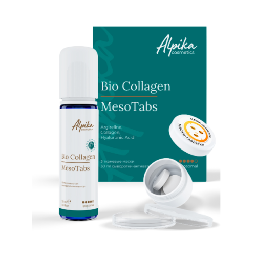 Набор тканевых масок с сывороткой-активатором MesoTabs Bio Collagen Alpika, 3шт