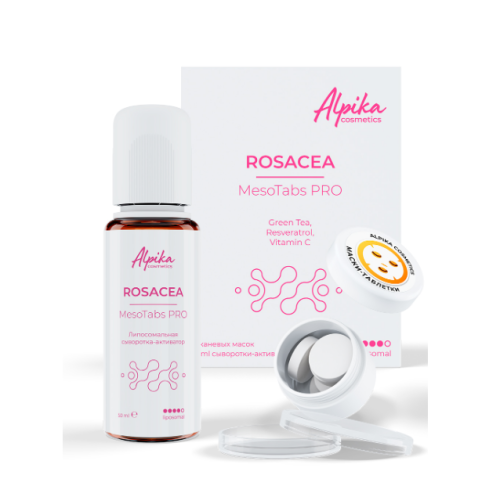 Набор тканевых масок с сывороткой-активатором MesoTabs PRO Rosacea Alpika, 5шт